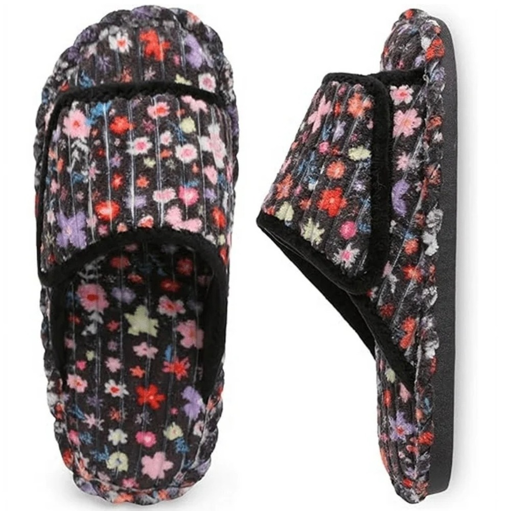 Leisfit Women's Diabetic Memory Foam Slide Slippers – Floral – Size Medium – NWT